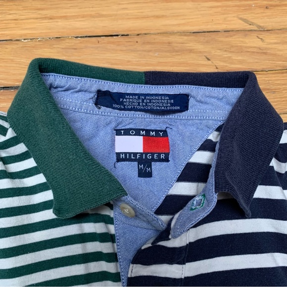 Vintage Tommy Hilfiger Striped Colourblock Polo Shirt - Picture 3 of 3